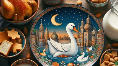 تقاليد رمضانية متوراثة في سوريا الإفطار الرسمي باللبن و الأبيض و في مصر محشي و بط